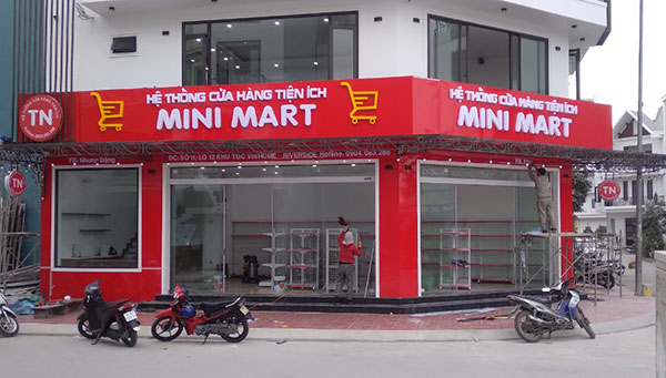 Thi công biển quảng cáo hệ thống cửa hàng mini mart Hải Phòng